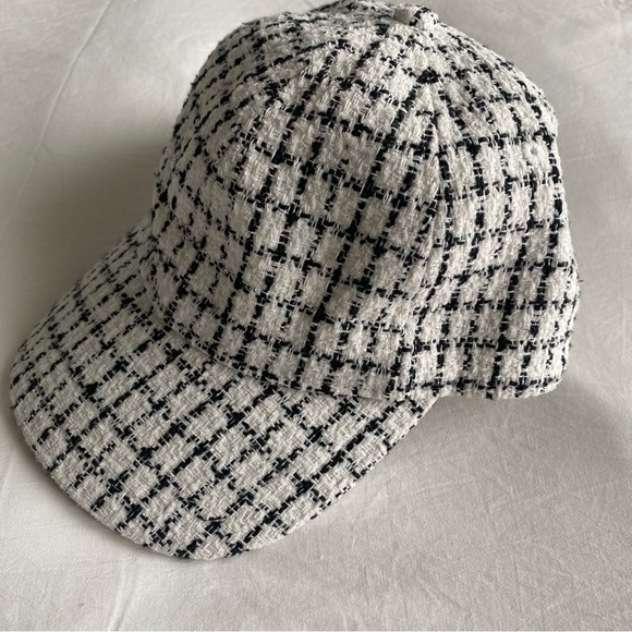 J. Crew Factory Black White Tweed Adjustable Baseball Hat O/S - Picture 1 of 6